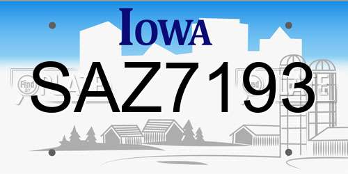 SAZ7193 Iowa License Plate