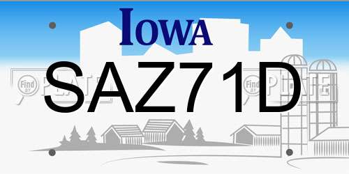 SAZ71D Iowa License Plate