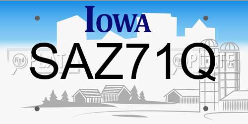 SAZ71Q Iowa License Plate