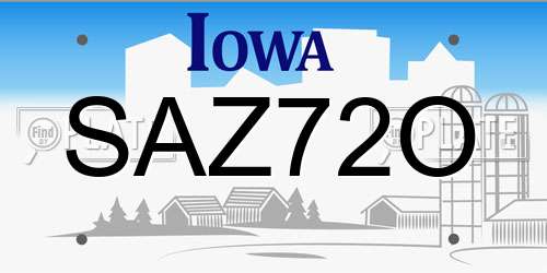 SAZ72O Iowa License Plate