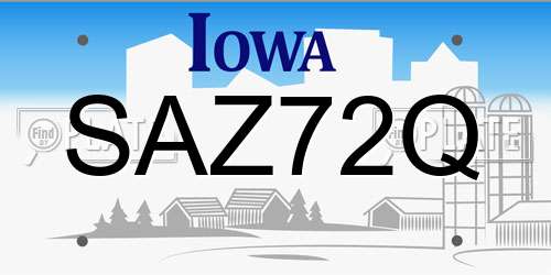 SAZ72Q Iowa License Plate