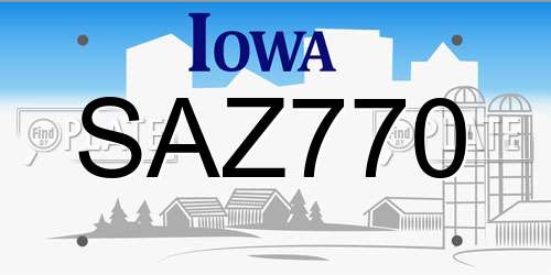SAZ770 Iowa License Plate
