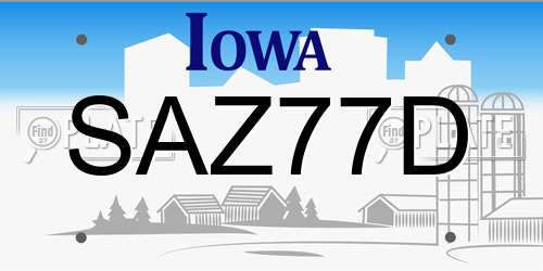 SAZ77D Iowa License Plate