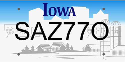 SAZ77O Iowa License Plate