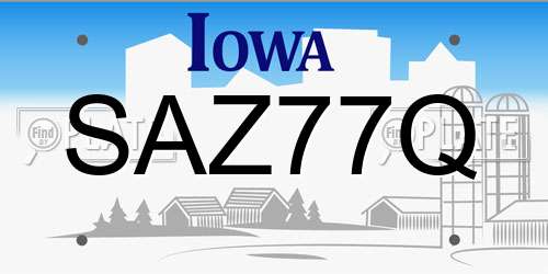 SAZ77Q Iowa License Plate