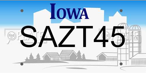SAZT45 Iowa License Plate