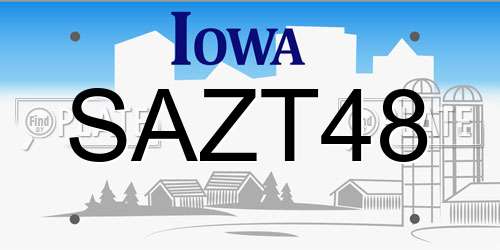 SAZT48 Iowa License Plate