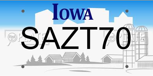 SAZT70 Iowa License Plate