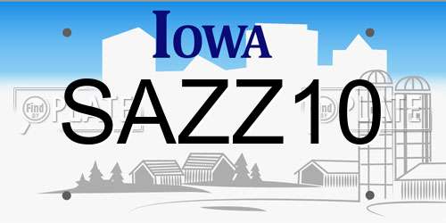 SAZZ10 Iowa License Plate