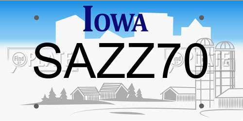 SAZZ70 Iowa License Plate