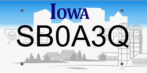 SB0A3Q Iowa License Plate