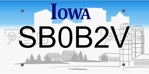 SB0B2V Iowa License Plate