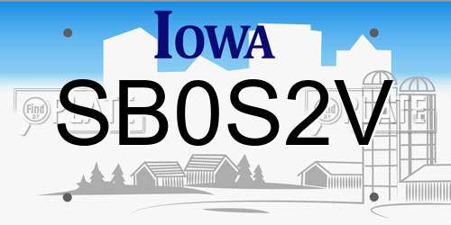 SB0S2V Iowa License Plate