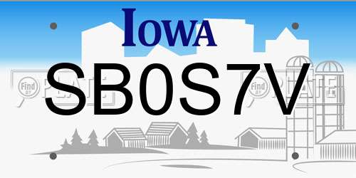 SB0S7V Iowa License Plate