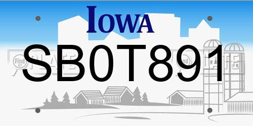 SB0T891 Iowa License Plate