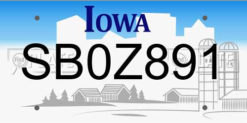 SB0Z891 Iowa License Plate