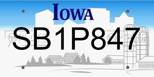 SB1P847 Iowa License Plate