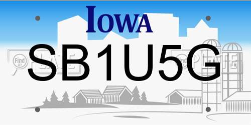 SB1U5G Iowa License Plate