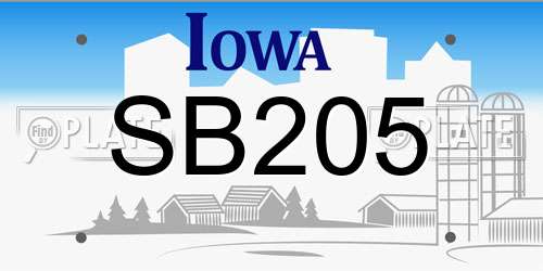 SB205 Iowa License Plate