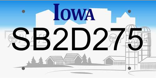SB2D275 Iowa License Plate