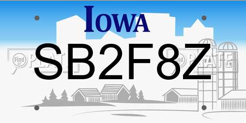 SB2F8Z Iowa License Plate
