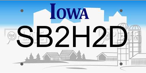SB2H2D Iowa License Plate