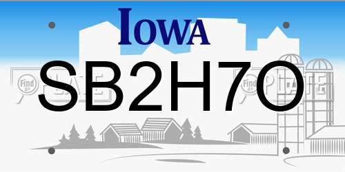 SB2H7O Iowa License Plate