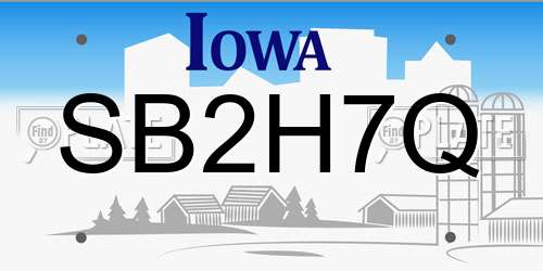 SB2H7Q Iowa License Plate
