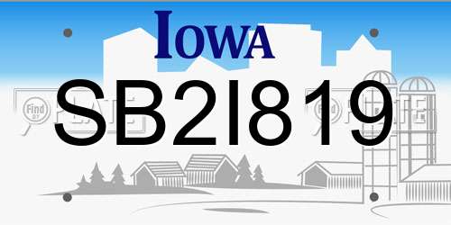 SB2I819 Iowa License Plate