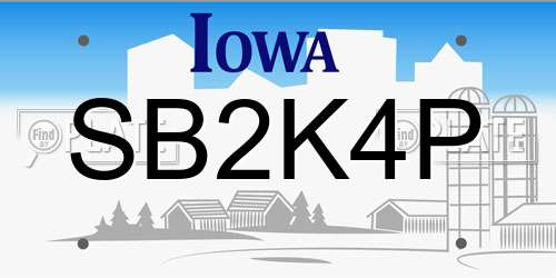 SB2K4P Iowa License Plate
