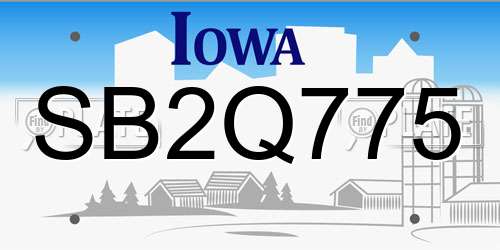 SB2Q775 Iowa License Plate