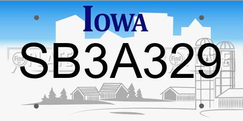 SB3A329 Iowa License Plate