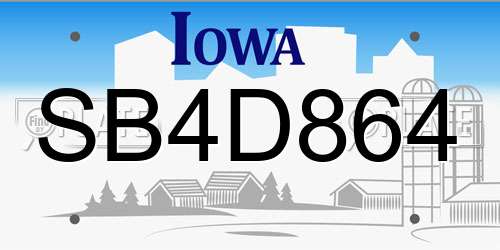 SB4D864 Iowa License Plate