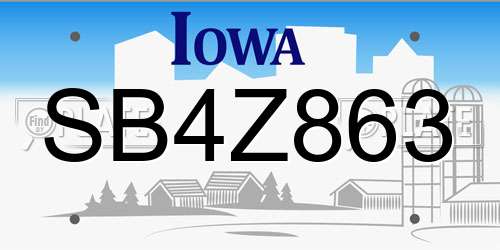 SB4Z863 Iowa License Plate