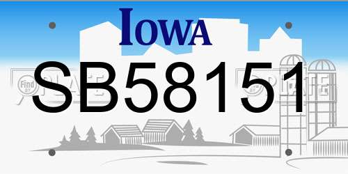 SB58151 Iowa License Plate