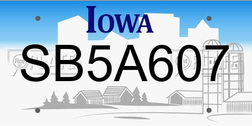 SB5A607 Iowa License Plate