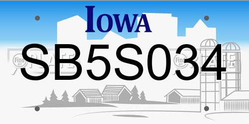 SB5S034 Iowa License Plate