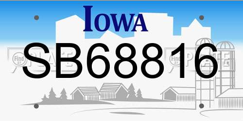 SB68816 Iowa License Plate