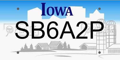 SB6A2P Iowa License Plate