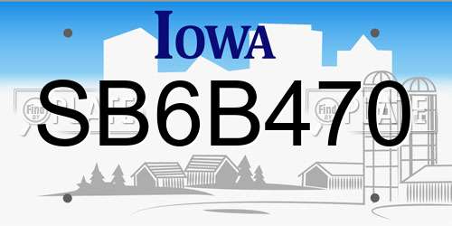SB6B470 Iowa License Plate
