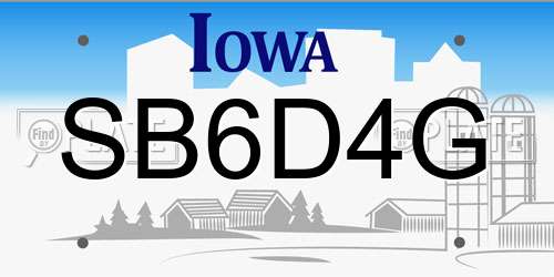 SB6D4G Iowa License Plate
