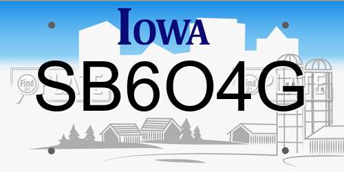 SB6O4G Iowa License Plate