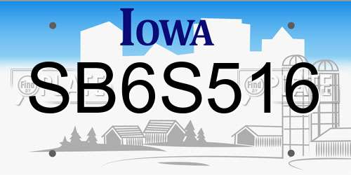SB6S516 Iowa License Plate