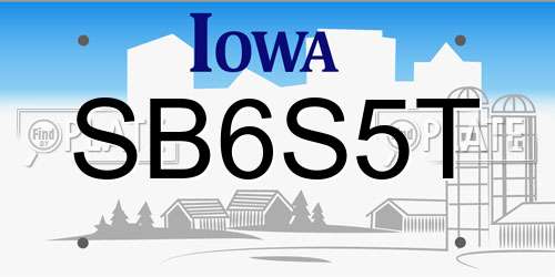 SB6S5T Iowa License Plate