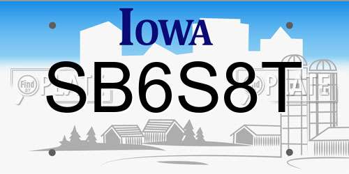 SB6S8T Iowa License Plate