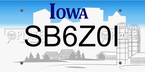 SB6Z0I Iowa License Plate