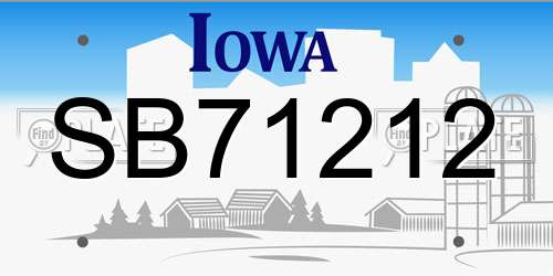 SB71212 Iowa License Plate