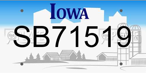 SB71519 Iowa License Plate