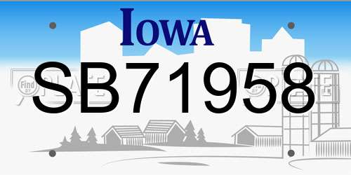 SB71958 Iowa License Plate