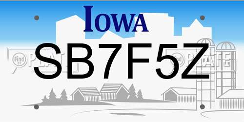 SB7F5Z Iowa License Plate